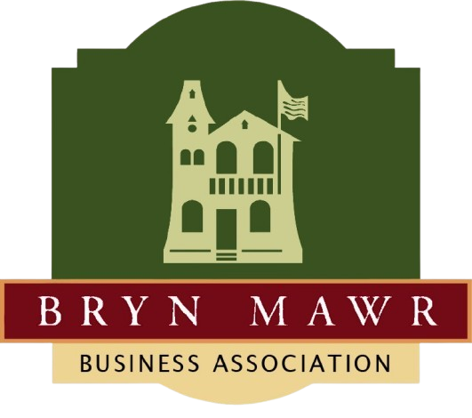 Logo of Bryn Mawr Business Association featuring a historic building silhouette, promoting community and local business support in Bryn Mawr.